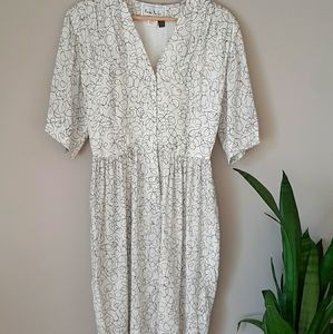 Vintage White and Black Midi Dress